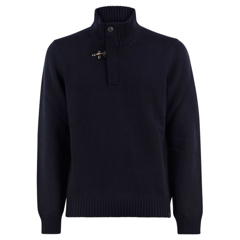 Fay Men Virgin Wool Jumper With High Neck And Hook Fastening